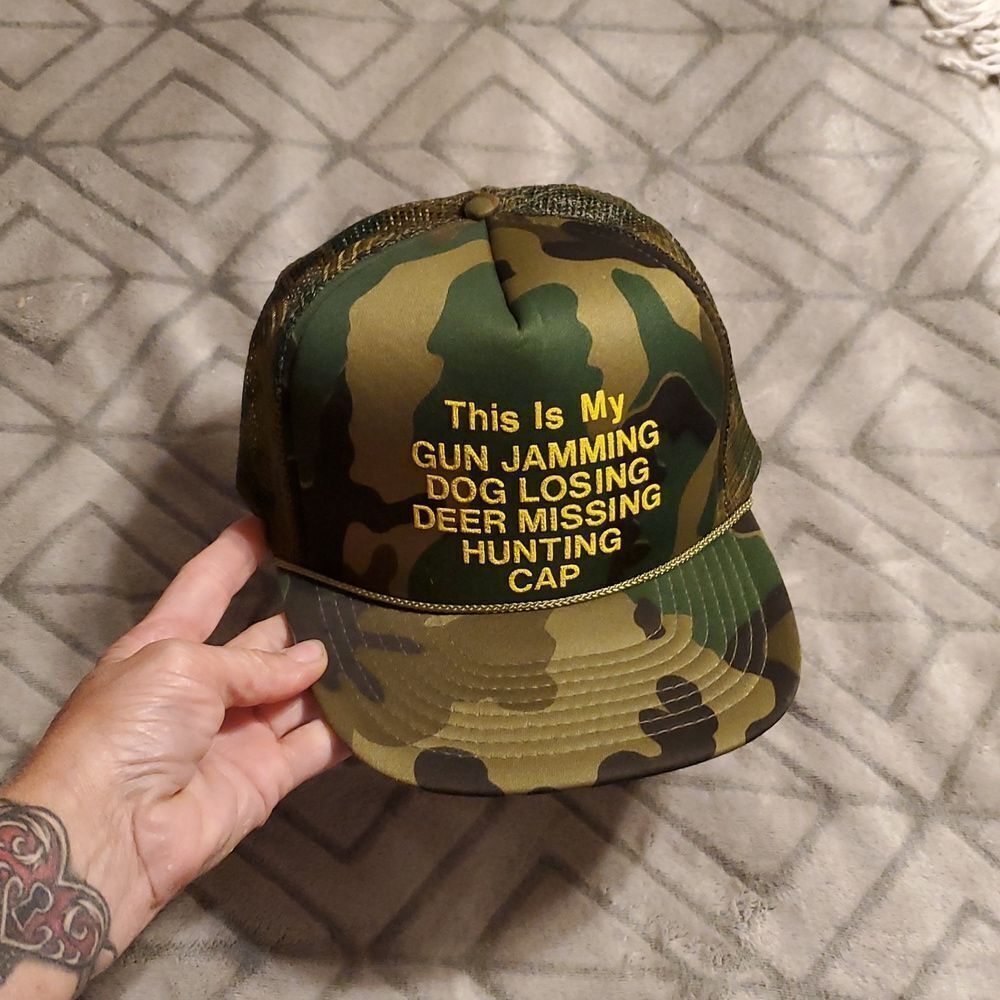 Vintage 80's Gun Jamming Beer Missing Funny Hunting Trucker Hat - Picture 7 of 7